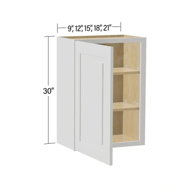 Home Decorators Collection Grayson 12 in. W x 12 in. D x 30 in. H Assembled Plywood Wall Kitchen Cabinet in Pacific White with Soft Close