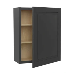 Home Decorators Collection Grayson 18 in. W x 12 in. D x 30 in. H Assembled Plywood Wall Kitchen Cabinet in Deep Onyx with Soft Close