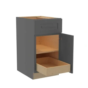 Home Decorators Collection Grayson 18 in. W x 24 in. D x 34.5 in. H Assembled Plywood Base Kitchen Cabinet in Deep Onyx with 1ROT Soft Close RH