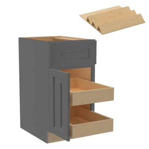 Home Decorators Collection Grayson 18 in. W x 24 in. D x 34.5 in. H Assembled Plywood Base Kitchen Cabinet in Deep Onyx with 2ROT Spice Soft Cls LH