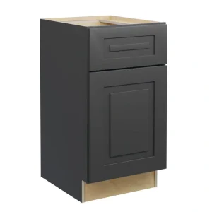 Home Decorators Collection Grayson 18 in. W x 24 in. D x 34.5 in. H Assembled Plywood Base Kitchen Cabinet in Deep Onyx with Soft Close LH