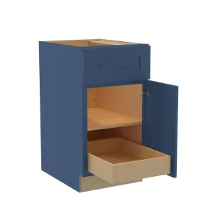 Home Decorators Collection Grayson 18 in. W x 24 in. D x 34.5 in. H Assembled Plywood Base Kitchen Cabinet in Mythic Blue with 1ROT Soft Close RH