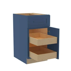 Home Decorators Collection Grayson 18 in. W x 24 in. D x 34.5 in. H Assembled Plywood Base Kitchen Cabinet in Mythic Blue with 2ROT Soft Close RH