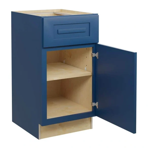 Home Decorators Collection Grayson 18 in. W x 24 in. D x 34.5 in. H Assembled Plywood Base Kitchen Cabinet in Mythic Blue with Soft Close RH