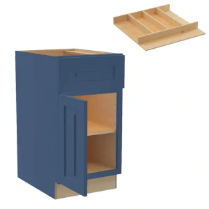 Home Decorators Collection Grayson 18 in. W x 24 in. D x 34.5 in. H Assembled Plywood Base Kitchen Cabinet in Mythic Blue with Utility Soft Cls LH