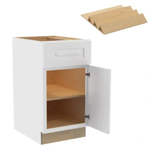 Home Decorators Collection Grayson 18 in. W x 24 in. D x 34.5 in. H Assembled Plywood Base Kitchen Cabinet in Pacific White with Spice Soft Cls RH