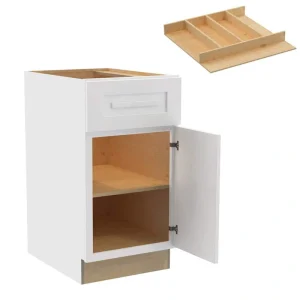 Home Decorators Collection Grayson 18 in. W x 24 in. D x 34.5 in. H Assembled Plywood Base Kitchen Cabinet in Pacific White with Utility RH
