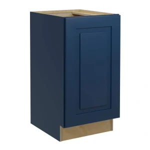 Home Decorators Collection Grayson 18 in. W x 24 in. D x 34.5 in. H Assembled Plywood Full Height Door Base Kitchen Cabinet in Mythic Blue LH