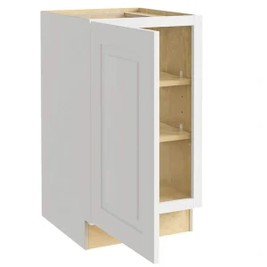Home Decorators Collection Grayson 18 in. W x 24 in. D x 34.5 in. H Assembled Plywood Full Height Door Base Kitchen Cabinet in Pacific White LH