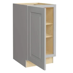 Home Decorators Collection Grayson 18 in. W x 24 in. D x 34.5 in. H Assembled Plywood Full Height Door Base Kitchen Cabinet in Pearl Gray LH