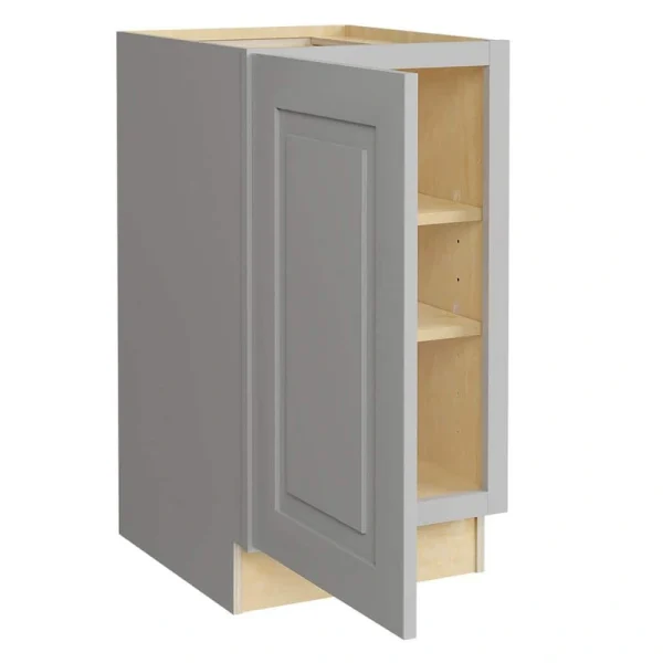 Home Decorators Collection Grayson 18 in. W x 24 in. D x 34.5 in. H Assembled Plywood Full Height Door Base Kitchen Cabinet in Pearl Gray LH