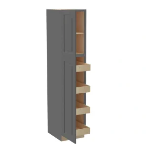 Home Decorators Collection Grayson 18 in. W x 24 in. D x 84 in. H Assembled Plywood Pantry Kitchen Cabinet in Deep Onyx with 4ROT Soft Close LH