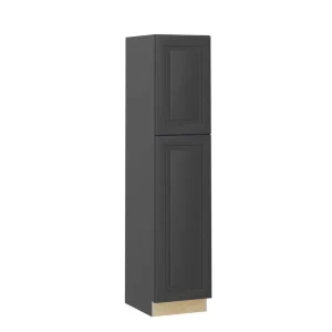 Home Decorators Collection Grayson 18 in. W x 24 in. D x 84 in. H Assembled Plywood Pantry Kitchen Cabinet in Deep Onyx with Soft Close LH