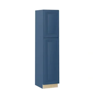 Home Decorators Collection Grayson 18 in. W x 24 in. D x 84 in. H Assembled Plywood Pantry Kitchen Cabinet in Mythic Blue with Soft Close LH