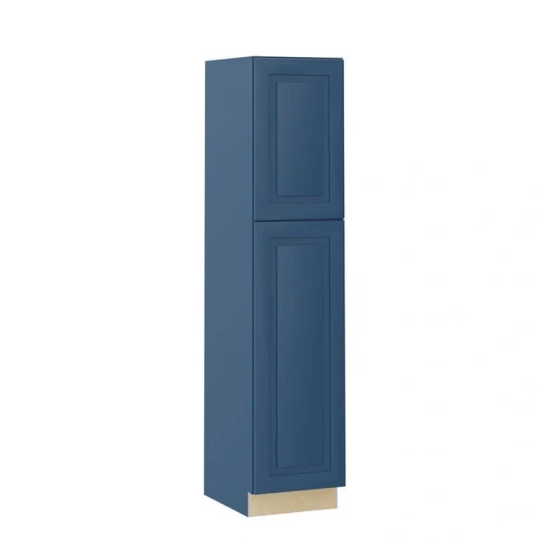 Home Decorators Collection Grayson 18 in. W x 24 in. D x 84 in. H Assembled Plywood Pantry Kitchen Cabinet in Mythic Blue with Soft Close LH