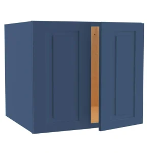 Home Decorators Collection Grayson 24 in. W x 24 in. D x 24 in. H Assembled Plywood Wall Bridge Kitchen Cabinet in Mythic Blue with Soft Close