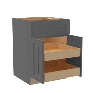 Home Decorators Collection Grayson 24 in. W x 24 in. D x 34.5 in. H Assembled Plywood Base Kitchen Cabinet in Deep Onyx with 2ROT Soft Close