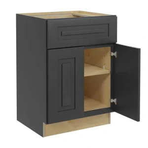 Home Decorators Collection Grayson 24 in. W x 24 in. D x 34.5 in. H Assembled Plywood Base Kitchen Cabinet in Deep Onyx with Soft Close