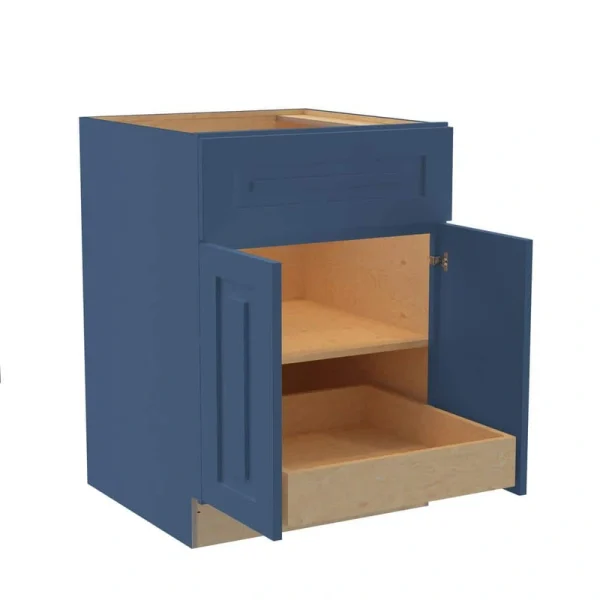 Home Decorators Collection Grayson 24 in. W x 24 in. D x 34.5 in. H Assembled Plywood Base Kitchen Cabinet in Mythic Blue with 1ROT Soft Close