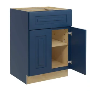 Home Decorators Collection Grayson 24 in. W x 24 in. D x 34.5 in. H Assembled Plywood Base Kitchen Cabinet in Mythic Blue with Soft Close