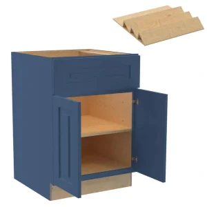Home Decorators Collection Grayson 24 in. W x 24 in. D x 34.5 in. H Assembled Plywood Base Kitchen Cabinet in Mythic Blue with Spice Soft Close