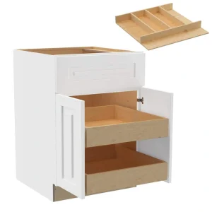 Home Decorators Collection Grayson 24 in. W x 24 in. D x 34.5 in. H Assembled Plywood Base Kitchen Cabinet in Pacific White with 2ROT Utility