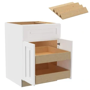 Home Decorators Collection Grayson 24 in. W x 24 in. D x 34.5 in. H Assembled Plywood Base Kitchen Cabinet in Pacific White with 2ROT Spice