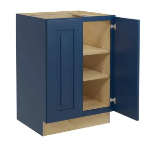 Home Decorators Collection Grayson 24 in. W x 24 in. D x 34.5 in. H Assembled Plywood Full Height Door Base Kitchen Cabinet in Mythic Blue