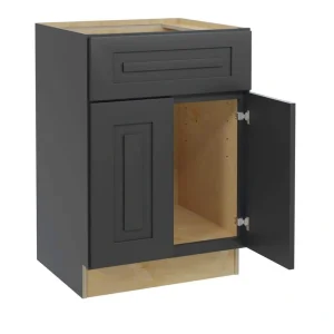 Home Decorators Collection Grayson 24 in. W x 24 in. D x 34.5 in. H Assembled Plywood Sink Base Kitchen Cabinet in Deep Onyx with Soft Close
