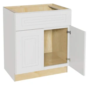 Home Decorators Collection Grayson 30 in. W x 24 in. D x 34.5 in. H Assembled Plywood Sink Base Kitchen Cabinet in Pacific White with Soft Close