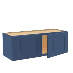 Home Decorators Collection Grayson 33 in. W x 12 in. D x 12 in. H Assembled Plywood Wall Bridge Kitchen Cabinet in Mythic Blue with Soft Close