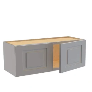 Home Decorators Collection Grayson 33 in. W x 12 in. D x 12 in. H Assembled Plywood Wall Bridge Kitchen Cabinet in Pearl Gray with Soft Close