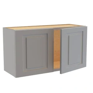 Home Decorators Collection Grayson 33 in. W x 12 in. D x 18 in. H Assembled Plywood Wall Bridge Kitchen Cabinet in Pearl Gray with Soft Close
