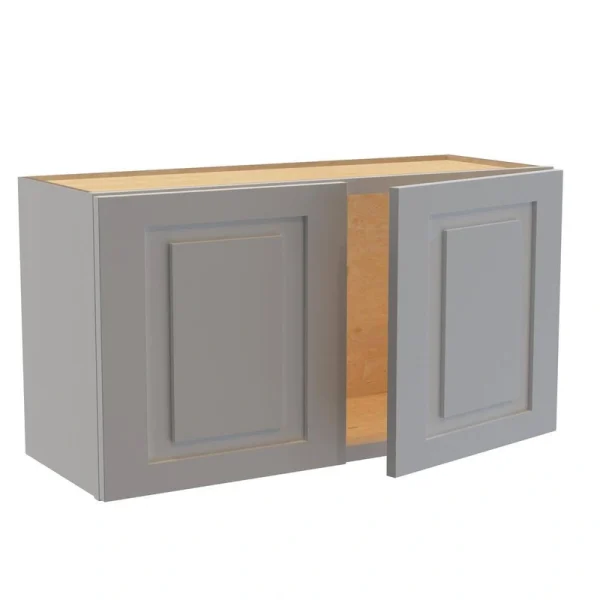 Home Decorators Collection Grayson 33 in. W x 12 in. D x 18 in. H Assembled Plywood Wall Bridge Kitchen Cabinet in Pearl Gray with Soft Close