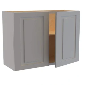 Home Decorators Collection Grayson 33 in. W x 12 in. D x 24 in. H Assembled Plywood Wall Bridge Kitchen Cabinet in Pearl Gray with Soft Close
