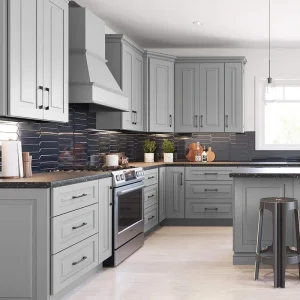 Home Decorators Collection Grayson 33 in. W x 12 in. D x 30 in. H Assembled Plywood Wall Kitchen Cabinet in Pearl Gray with Soft Close