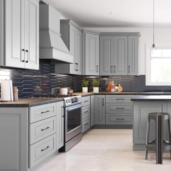 Home Decorators Collection Grayson 33 in. W x 12 in. D x 30 in. H Assembled Plywood Wall Kitchen Cabinet in Pearl Gray with Soft Close