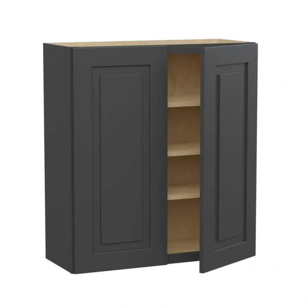 Home Decorators Collection Grayson 33 in. W x 12 in. D x 36 in. H Assembled Plywood Wall Kitchen Cabinet in Deep Onyx with Soft Close