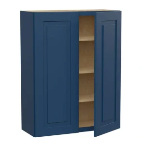 Home Decorators Collection Grayson 33 in. W x 12 in. D x 42 in. H Assembled Plywood Wall Kitchen Cabinet in Mythic Blue with Soft Close