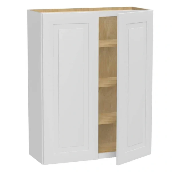 Home Decorators Collection Grayson 33 in. W x 12 in. D x 42 in. H Assembled Plywood Wall Kitchen Cabinet in Pacific White with Soft Close