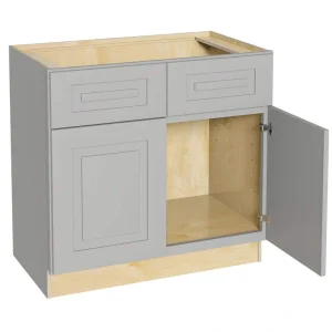 Home Decorators Collection Grayson 33 in. W x 21 in. D x 34.5 in. H Assembled Plywood Sink Base Bath Cabinet in Pearl Gray with Soft Close