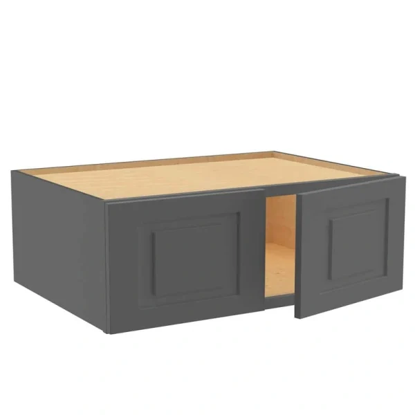 Home Decorators Collection Grayson 33 in. W x 24 in. D x 12 in. H Assembled Plywood Wall Bridge Kitchen Cabinet in Deep Onyx with Soft Close