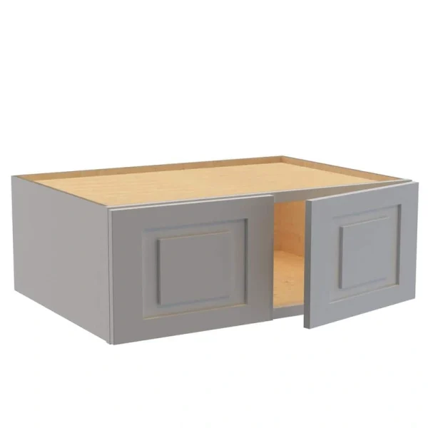 Home Decorators Collection Grayson 33 in. W x 24 in. D x 12 in. H Assembled Plywood Wall Bridge Kitchen Cabinet in Pearl Gray with Soft Close