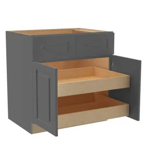 Home Decorators Collection Grayson 33 in. W x 24 in. D x 34.5 in. H Assembled Plywood Base Kitchen Cabinet in Deep Onyx with 2ROT Soft Close