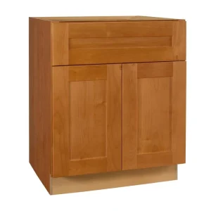 Home Decorators Collection Newport 30 in. W x 24 in. D x 34.5 in. H Assembled Plywood Sink Base Kitchen Cabinet in Cinnamon with Soft Close