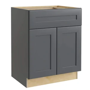 Home Decorators Collection Newport 30 in. W x 24 in. D x 34.5 in. H Assembled Plywood Sink Base Kitchen Cabinet in Deep Onyx with Soft Close
