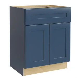 Home Decorators Collection Newport 30 in. W x 24 in. D x 34.5 in. H Assembled Plywood Sink Base Kitchen Cabinet in Mythic Blue with Soft Close