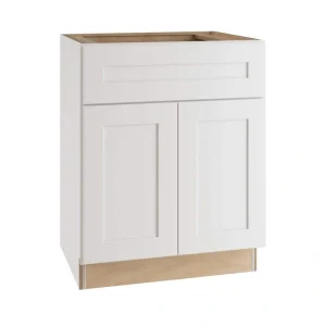 Home Decorators Collection Newport 30 in. W x 24 in. D x 34.5 in. H Assembled Plywood Sink Base Kitchen Cabinet in Pacific White with Soft Close