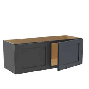 Home Decorators Collection Newport 33 in. W x 12 in. D x 12 in. H Assembled Plywood Wall Bridge Kitchen Cabinet in Deep Onyx with Soft Close