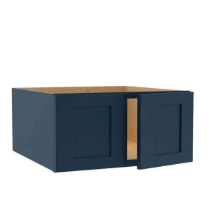 Home Decorators Collection Newport Blue Painted Plywood Shaker Assembled Wall Kitchen Cabinet Soft Close 27 W in. x 1 D in. x 18 in. H